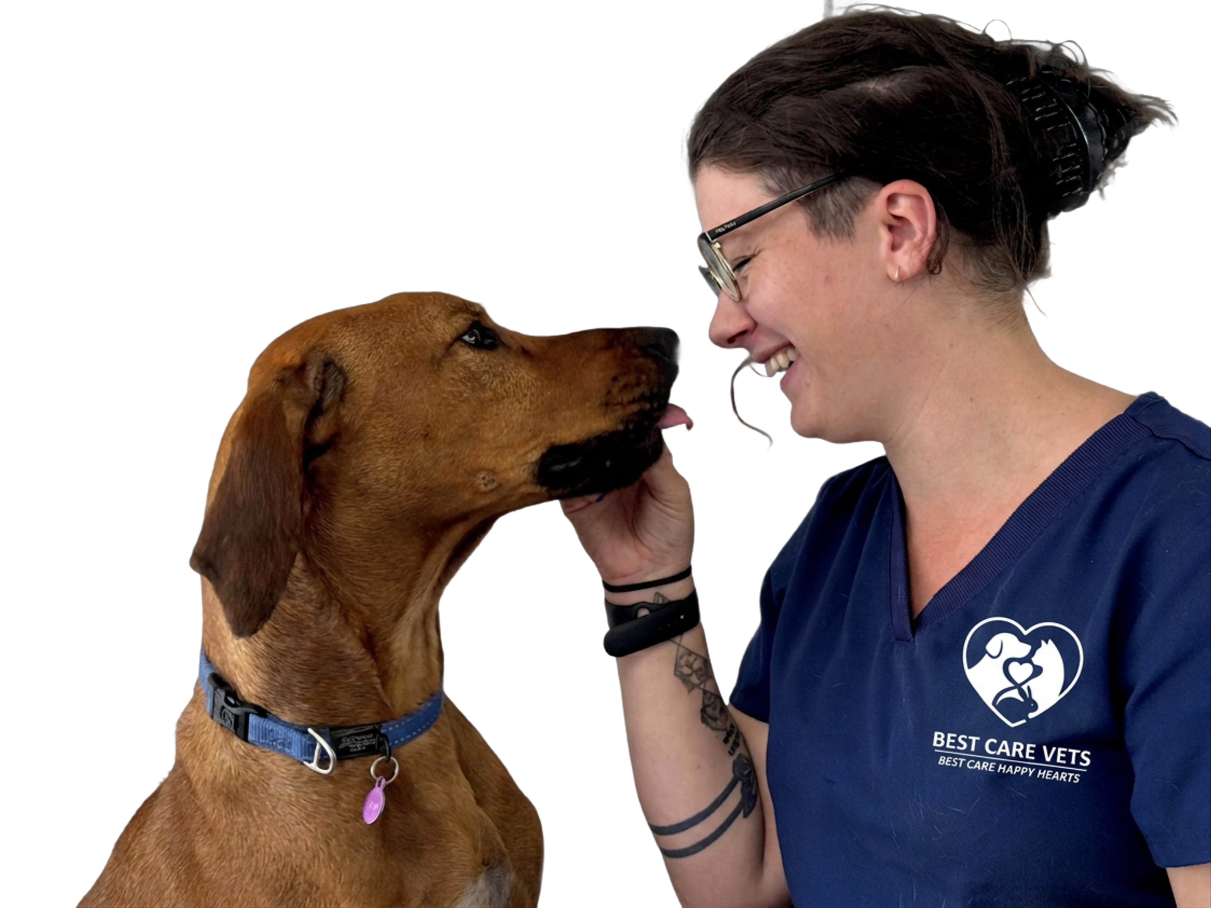 Jess with her dog at Best Care Vets